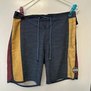 Rip Curl Board Shorts Men’s Blue Colorblock Swim Trunks Drawstring Surf Shorts